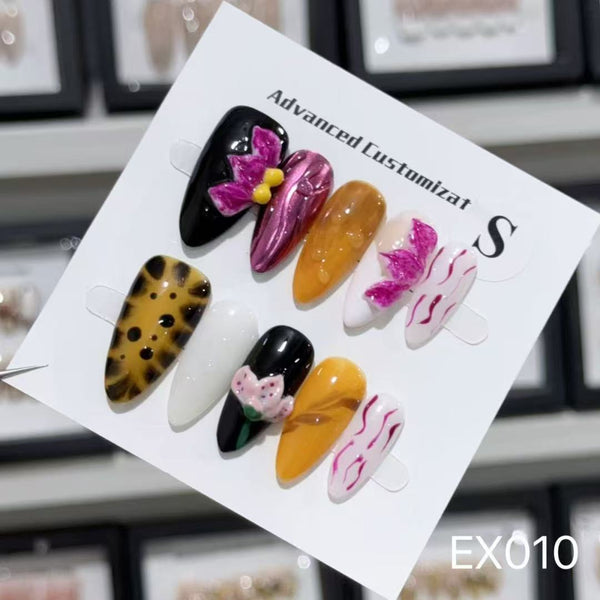 beautiful almond shape art design press on nails